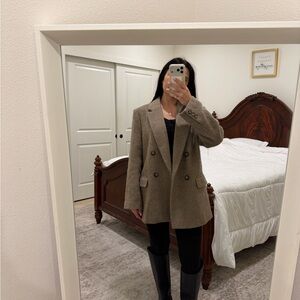 H&M Women's Brown Double-Breasted Blazer